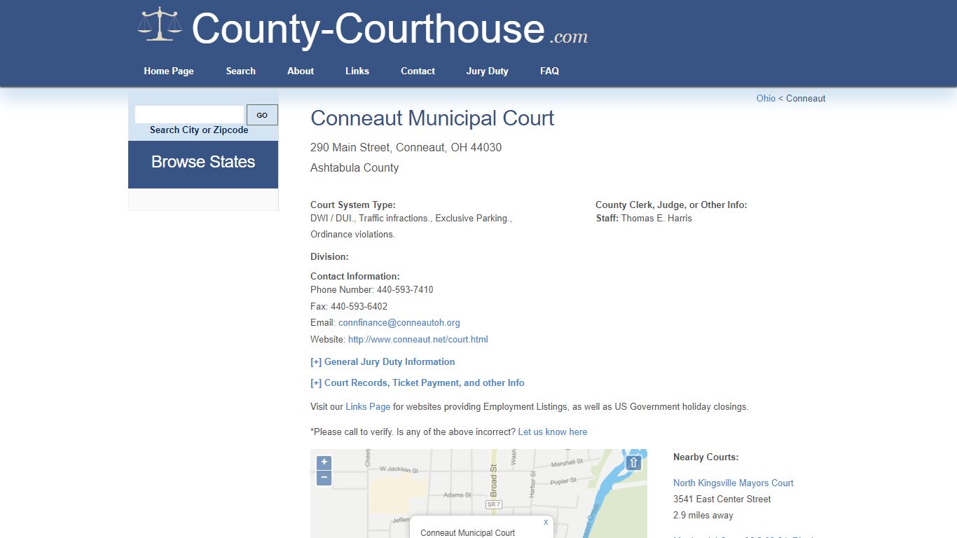 Conneaut Municipal Court in Conneaut, OH - Court Information